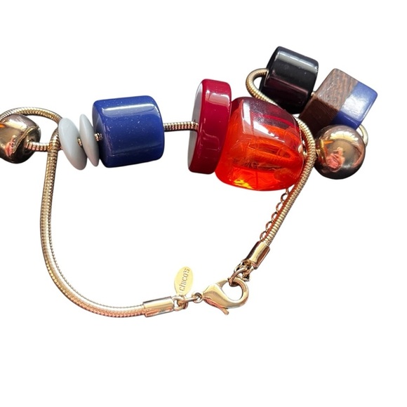 Chico's Multicolored Gold Tone Chunky Colorful Floating Necklace 18-20” - Picture 4 of 9